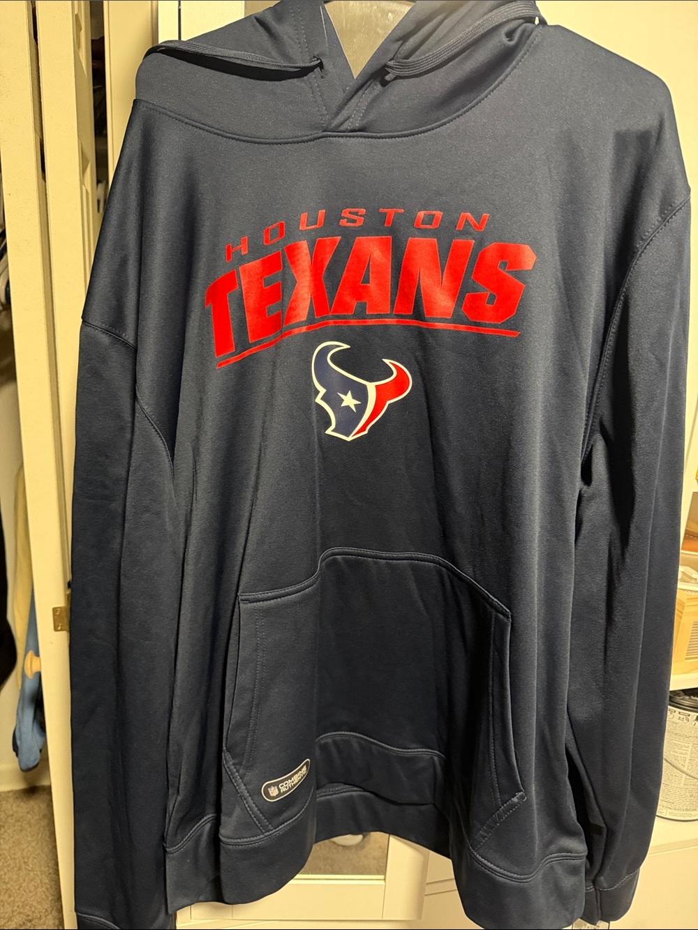 NFL Houston Texans Navy Zip-Up Hoodie with Red Logo